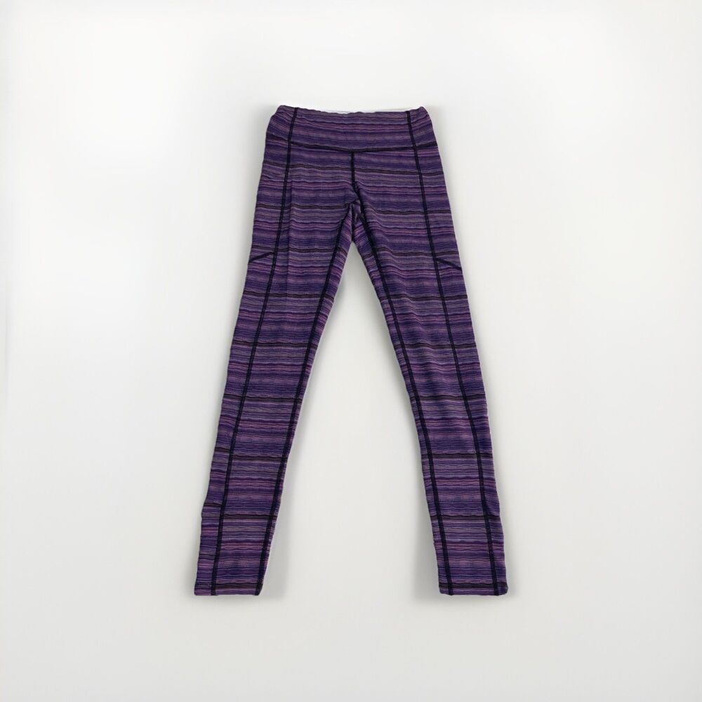 Lululemon Speed Tight IV Size 6 Space Dye Ultra Violet Black Ruched Leggings
